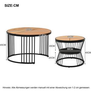 Table basse NaturEve Ⅱ (lot de 2) Beige - Bois manufacturé - Métal - Polyrotin - 70 x 45 x 70 cm