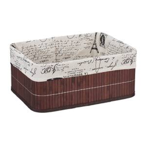 Panier de rangement en bambou  motifs Noir - Blanc crème - Marron foncé