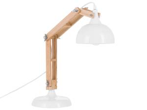 Lampe de table SALADO Marron - Blanc - Bois massif - 18 x 53 x 18 cm