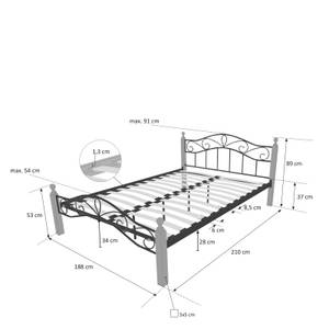 Metallbett mit Lattenrost 1343 Schwarz - Braun - Breite: 185 cm