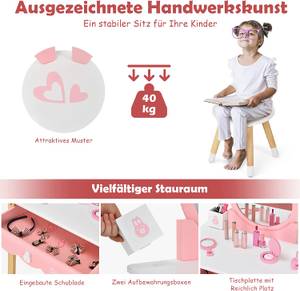 Kinder Schminktisch mit Hocker Weiß - Holzwerkstoff - 34 x 103 x 60 cm