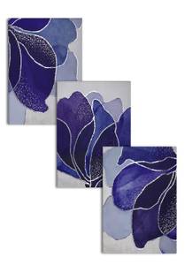 Navy Lotus Silber Poster Set Papier - 70 x 50 x 70 cm