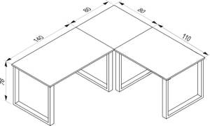 Bureau Lona Noir - Blanc - Bois manufacturé - 160 x 76 x 80 cm