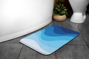 Badteppich Wasser Abstrakt Blau - Textil - 90 x 60 x 90 cm