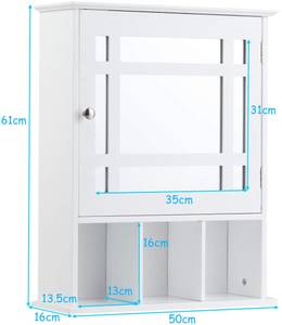 Hängeschrank Spiegelschrank Weiß - Holzwerkstoff - 16 x 61 x 50 cm