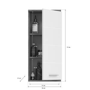 Hängeschrank Fronten Weiß Korpus Silber Silber - Holzwerkstoff - 35 x 77 x 25 cm