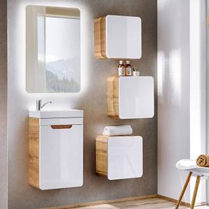 Waschtischunterschrank HG weiß /Eiche Weiß - Holzwerkstoff - 40 x 60 x 22 cm