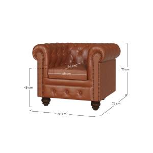 Fauteuil Chesterfield Marron - Cuir véritable - 88 x 75 x 79 cm