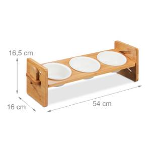 Futterstation für Hunde höhenverstellbar Braun - Weiß - Bambus - Keramik - 54 x 17 x 16 cm