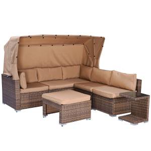 Polyrattan Lounge-Insel Braun - Polyrattan - 158 x 70 x 230 cm