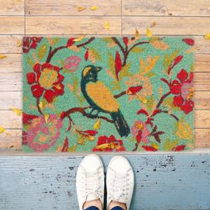 Bunte Fußmatte mit Vogel-Motiv Blau - Rot - Gelb - Naturfaser - Kunststoff - 60 x 2 x 40 cm