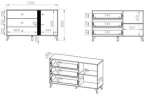 Sideboard ELIZABETH Braun - Holzwerkstoff - 138 x 83 x 40 cm