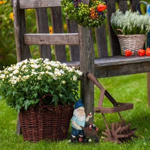 2 x Gartenzwerg mit Pilzen Blau - Grün - Kunststoff - Stein - 11 x 15 x 7 cm