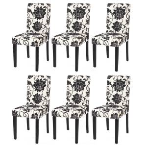 Chaise Littau jacquard lot de 6 Noir - Blanc - Textile - 43 x 90 x 56 cm