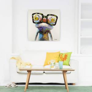 Tableau peint Ne fais pas la grenouille Bois massif - Textile - 80 x 80 x 4 cm