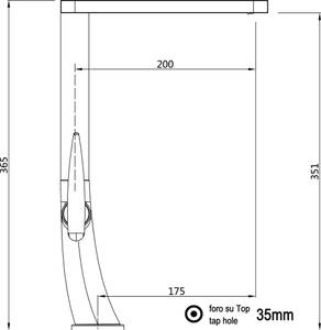 Design Küchen Armatur L-Auslauf Flach Metall - 35 x 37 x 5 cm