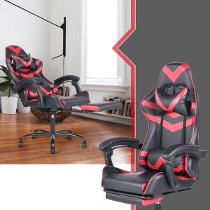 FAUTEUIL DE BUREAU GAMING ROUGE Noir - Rouge - Matière plastique - Cuir synthétique - 62 x 131 x 67 cm