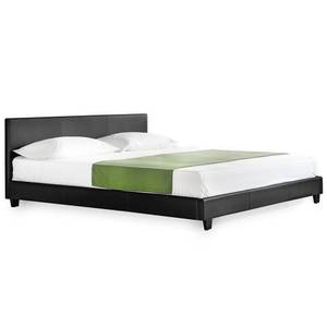 Lit Albacete capitonné avec matelas Noir - Profondeur : 140 cm