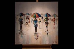 Acrylbild handgemalt Süße Regengüsse Massivholz - Textil - 80 x 80 x 4 cm