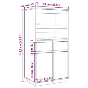 Highboard DE2398 Schwarz - Massivholz - 40 x 117 x 60 cm