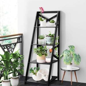 Lot de 2 Etagere TI88218 Noir - Bois manufacturé - 51 x 143 x 46 cm