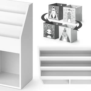 Bücherregal „Luigi“ Weiß mit 2 Faltboxen Grau