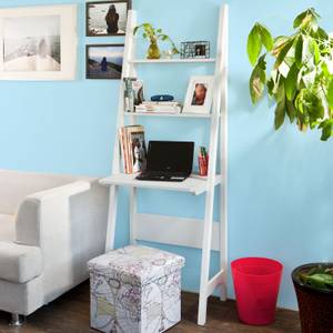 Etagere avec bureau intégré blanc et bleu