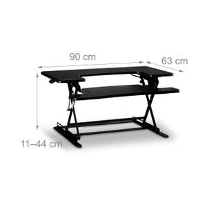 Sitz-Steh-Schreibtischaufsatz Schwarz - Silber - Holzwerkstoff - Metall - Kunststoff - 90 x 44 x 63 cm