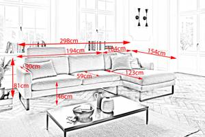 Sofa RICARDA Ecksofa Cord Braun - Ecke davorstehend rechts - Longchair davorstehend rechts