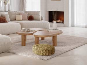 Pouf MEVISO Beige - Fibres naturelles - 50 x 16 x 50 cm