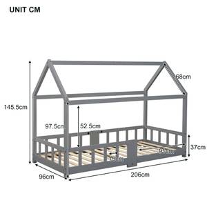 Hausbett Spielbett mit Tafel Karle Ⅰ Ebenholz Dekor - Grau - Schiefergrau - Holz