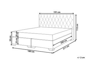 Boxspring Bett DUCHESS Grau - Hellgrau - Silber