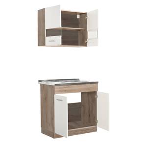 Kitchenette sans électroménagers 2323 Marron - Blanc - Bois manufacturé - 80 x 206 x 51 cm