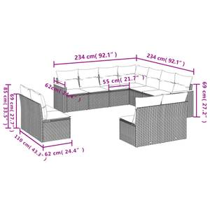 Gartensitzgruppe K5988(11-tlg) Grau - Massivholz - 69 x 62 x 62 cm