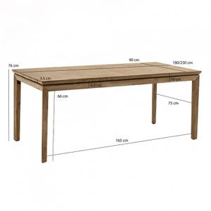 Table repas 180/230cm bois acacia KASSIA Marron - En partie en bois massif - 230 x 76 x 90 cm