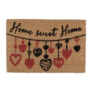 Paillasson coco Home Sweet Home Noir - Marron - Rouge - Fibres naturelles - Matière plastique - 60 x 2 x 40 cm