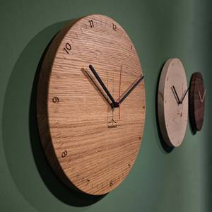 Horloge murale Bergtouhr oak round Marron - Bois/Imitation - En partie en bois massif - 30 x 30 x 4 cm