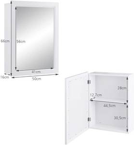 Spiegelschrank Bad Wandschrank Weiß - Holzwerkstoff - 16 x 66 x 50 cm