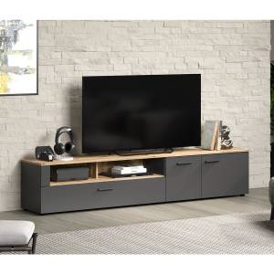 Table TV Esteban Gris - Bois manufacturé - 41 x 43 x 210 cm