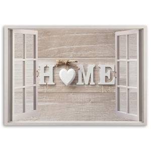 Bild Fensterblick Haus Home Herz Beige 60 x 40 cm