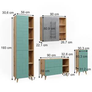 Badmöbel Set Rudi 40600 Braun - Grün - Holzwerkstoff - 90 x 59 x 32 cm