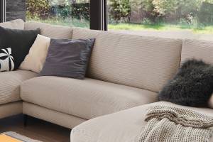 Sofa CARA Wohnlandschaft U-Form Cord Taupe