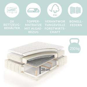 Boxspringbett Sundown Grau - Breite: 200 cm