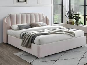 Bett mit Bettkasten TEOMIS Pink - Textil - 216 x 122 x 184 cm