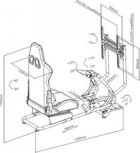 Racingchair Racing Cockpit LUMLRS03-BS- Schwarz - Metall - 130 x 110 x 55 cm