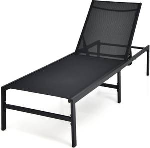 Liegestuhl mit Verstellbarer Rückenlehne Schwarz - Metall - 198 x 103 x 64 cm