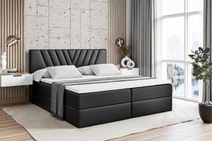 Boxspringbett ERNINA Hochglanz Schwarz - Breite: 140 cm - H3