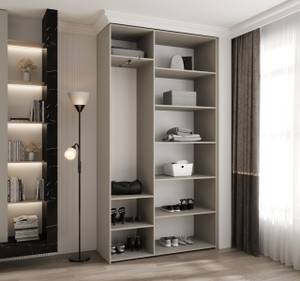 Drehtürenschrank Como 4 Beige - Schwarz - 130 x 40 cm