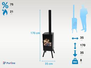 Holz-Ofen EFP68 Schwarz - Metall - 35 x 170 x 35 cm