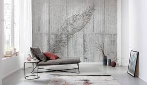 Fototapete Concrete Feather 611642 Grau - Naturfaser - Textil - 350 x 250 x 250 cm